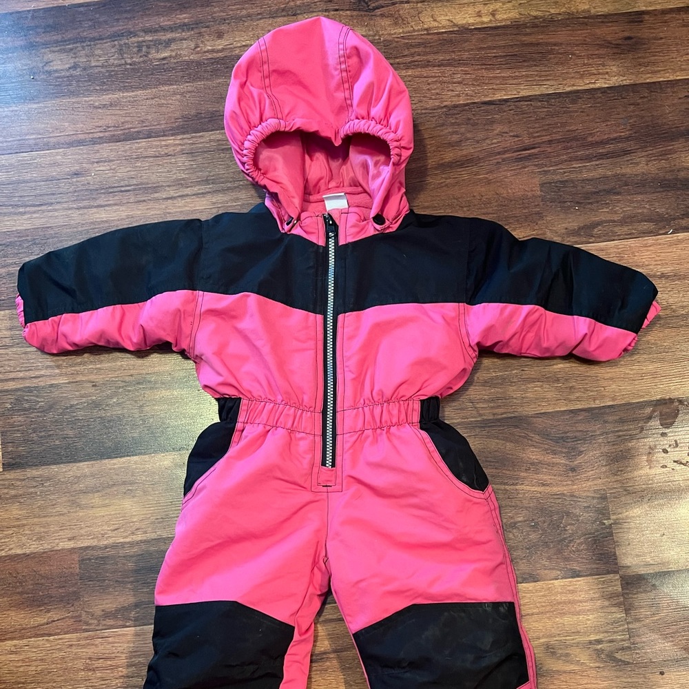 Baby snowsuit pink / black size 12 months